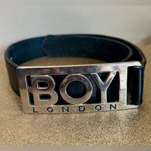 BOY LONDON Black Leather Belt with Silver Buckle
